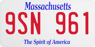 MA license plate 9SN961