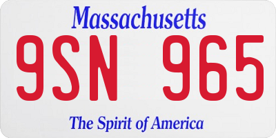 MA license plate 9SN965