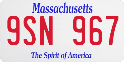 MA license plate 9SN967