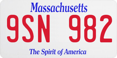 MA license plate 9SN982
