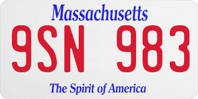MA license plate 9SN983