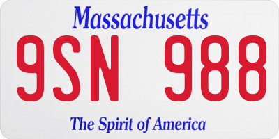 MA license plate 9SN988