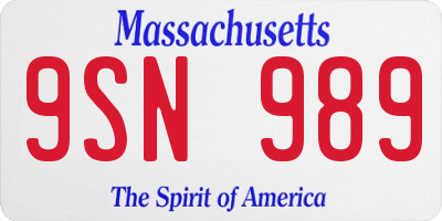 MA license plate 9SN989