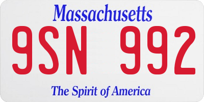 MA license plate 9SN992
