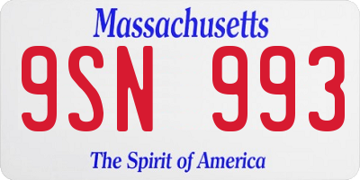MA license plate 9SN993