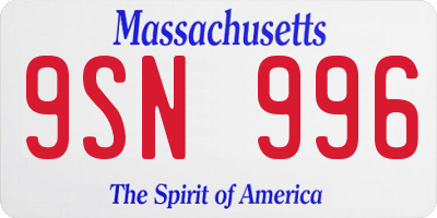 MA license plate 9SN996