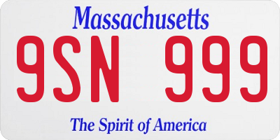 MA license plate 9SN999