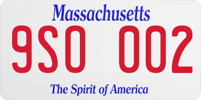 MA license plate 9SO002