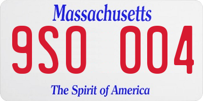 MA license plate 9SO004