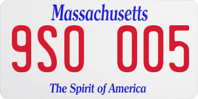 MA license plate 9SO005