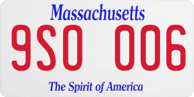 MA license plate 9SO006