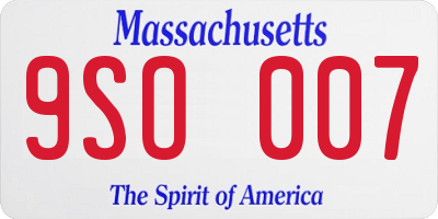 MA license plate 9SO007