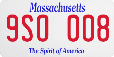 MA license plate 9SO008