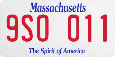 MA license plate 9SO011