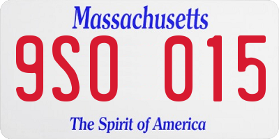 MA license plate 9SO015