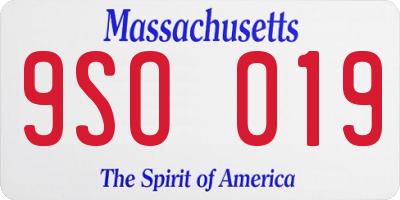 MA license plate 9SO019