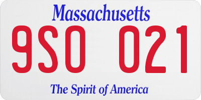 MA license plate 9SO021