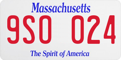 MA license plate 9SO024