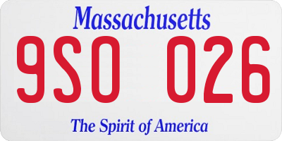 MA license plate 9SO026