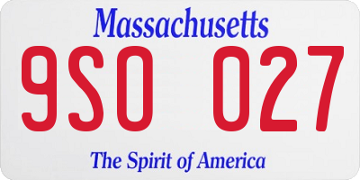 MA license plate 9SO027