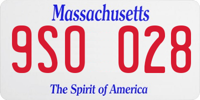 MA license plate 9SO028