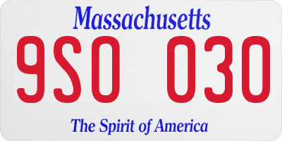 MA license plate 9SO030