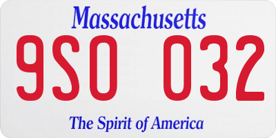 MA license plate 9SO032
