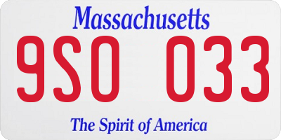 MA license plate 9SO033