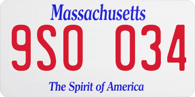 MA license plate 9SO034