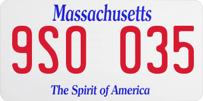 MA license plate 9SO035
