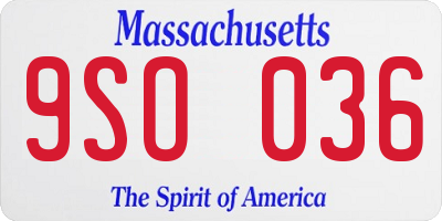 MA license plate 9SO036