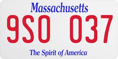 MA license plate 9SO037