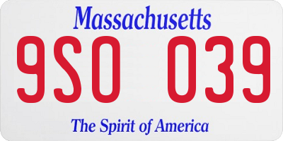 MA license plate 9SO039
