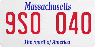 MA license plate 9SO040
