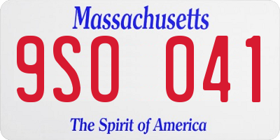 MA license plate 9SO041