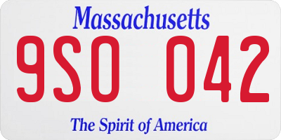 MA license plate 9SO042