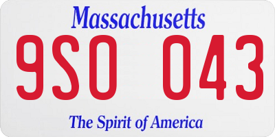 MA license plate 9SO043