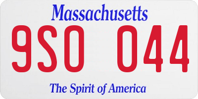 MA license plate 9SO044