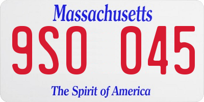 MA license plate 9SO045
