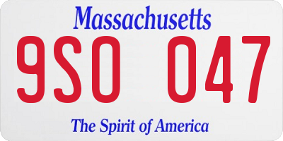 MA license plate 9SO047