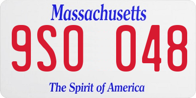 MA license plate 9SO048