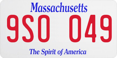 MA license plate 9SO049