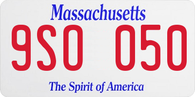 MA license plate 9SO050