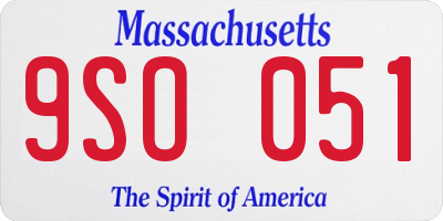 MA license plate 9SO051