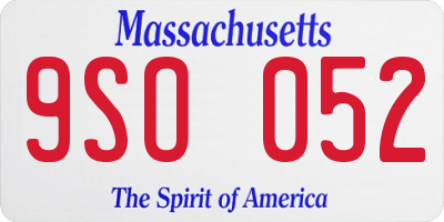 MA license plate 9SO052
