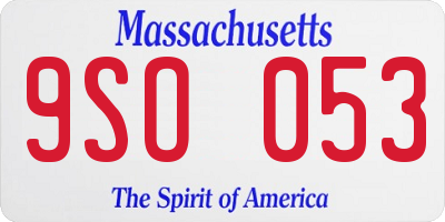 MA license plate 9SO053