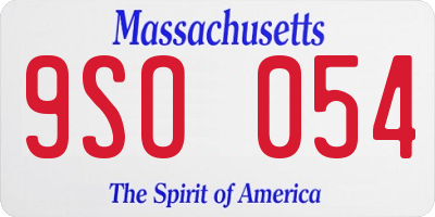 MA license plate 9SO054