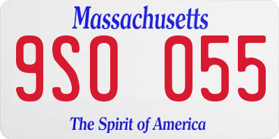 MA license plate 9SO055