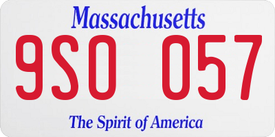 MA license plate 9SO057