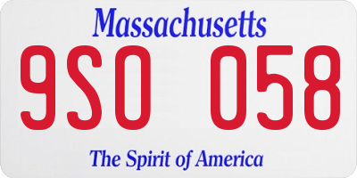 MA license plate 9SO058